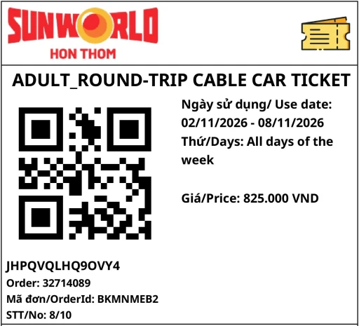 Hòn Thơm cable car ticket STT 8